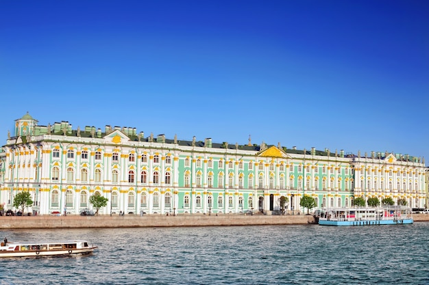 View Winter Palace  in  Saint Petersburg from Neva river. Russia