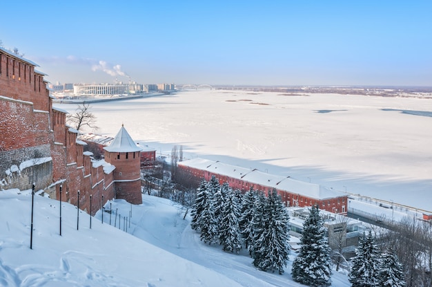 View of the winter Volga in Nizhny Novgorod