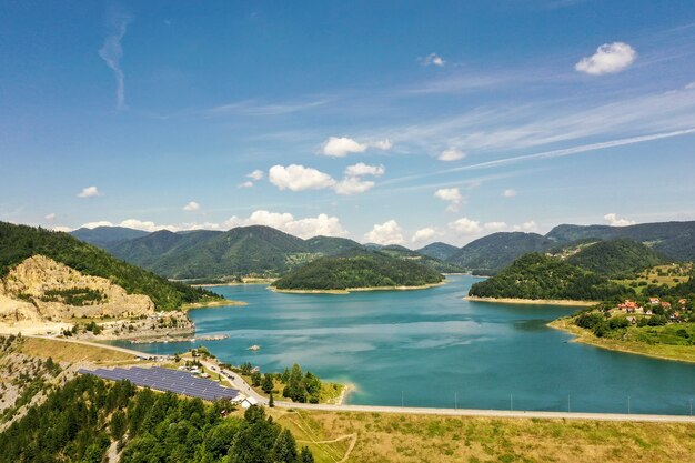 View at Zaovine lake from Tara mountain in Serbia