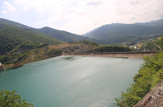 View of Zhingalskoe reservoir Georgia