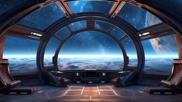 Viewing Planet Earth from the Serenity of the Spaceship Interior Generative AI