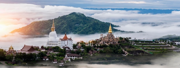 Viewpoint of Wat Phra That Pha Son Kaew Khao Kho Phetchabun Thailand Buddhist concept