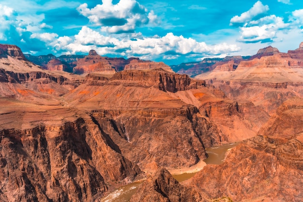 Views of the Colorado River from Tonto West on the path of Bright Angel Trailhead in the Grand Canyon. Arizona