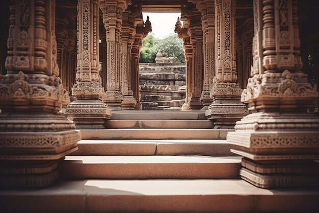 Photo views of the entrance to an indian temple