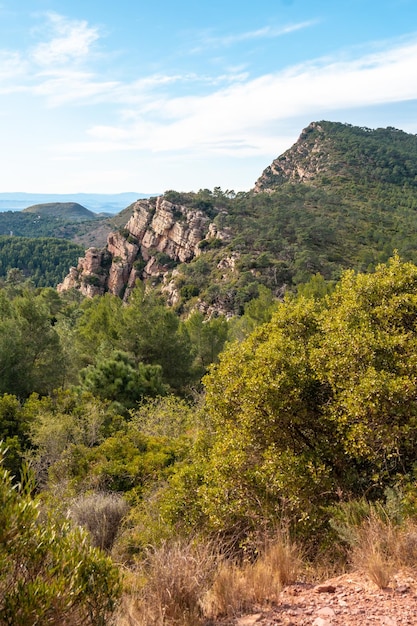 Views from the El Garbi mountain the spectacular viewpoint of the Sierra Calderona Valencia a 593meter mountain Mediterranean Sea between the municipalities of Estivella Segart