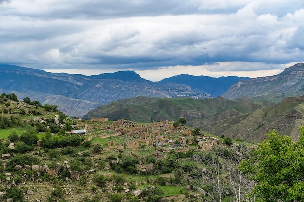 Views of the mountains of Dagestan near the village of Gamsutl Russia June 2021