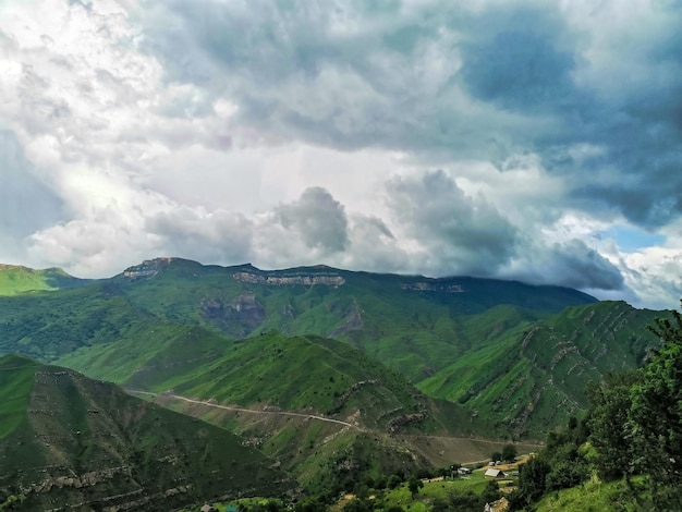 Views of the mountains of Dagestan near the village of Gamsutl Russia June 2021