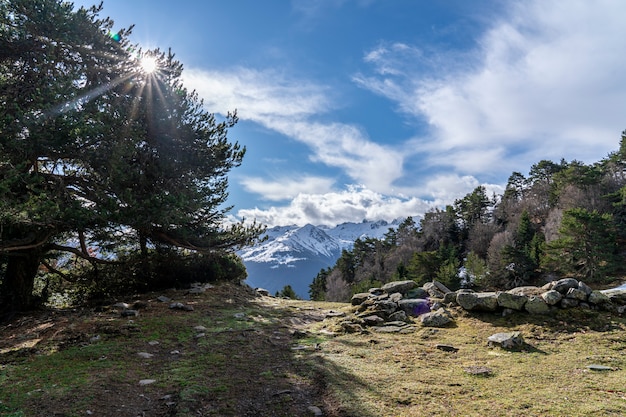 Views of National Park of Aiguestortes and lake of Sant Maurici.