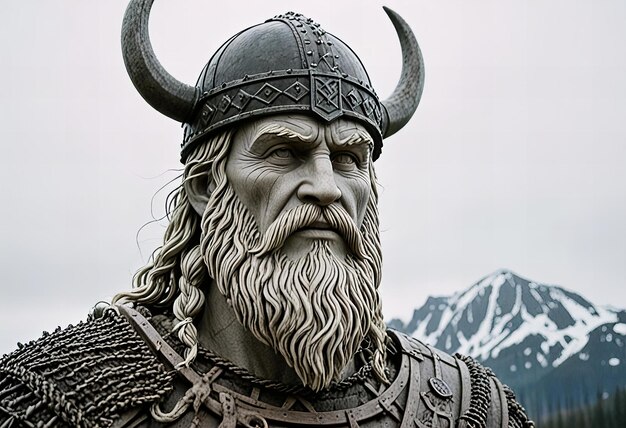 Photo viking statue on white background