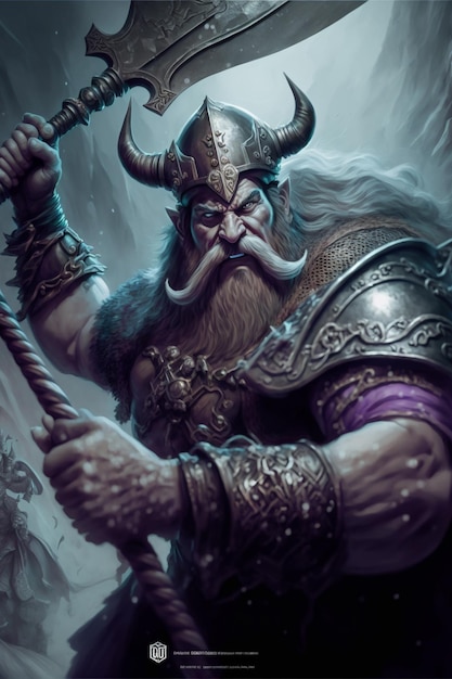 A viking warrior with a sword in his hand.