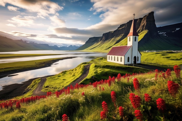 Vikurkirkja christian church in Vik i Myrdal village Iceland