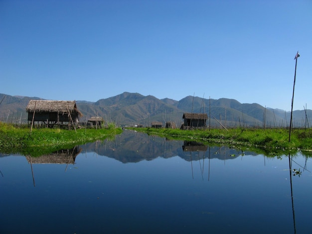 The village on the coast of Inle lake Myanmar