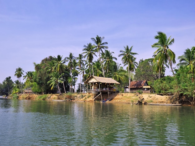 The village on Mekong river Champassak Laos