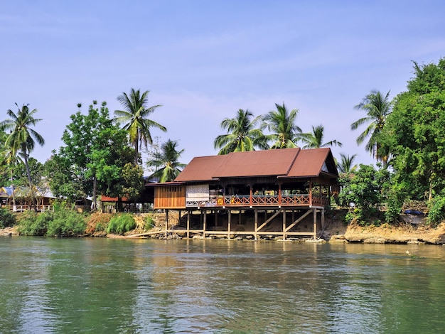 The village on Mekong river Champassak Laos