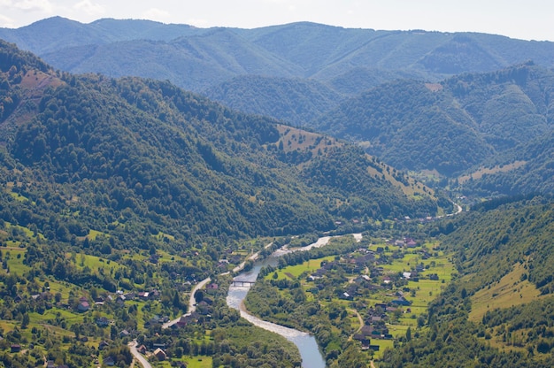 Village in a mountainous area along the river