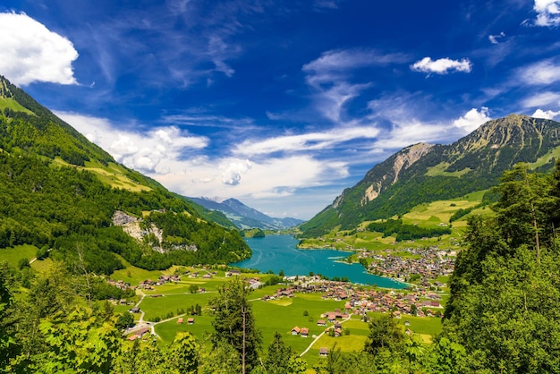 Village near Lake Lungern Lungerersee Obwalden Switzerland