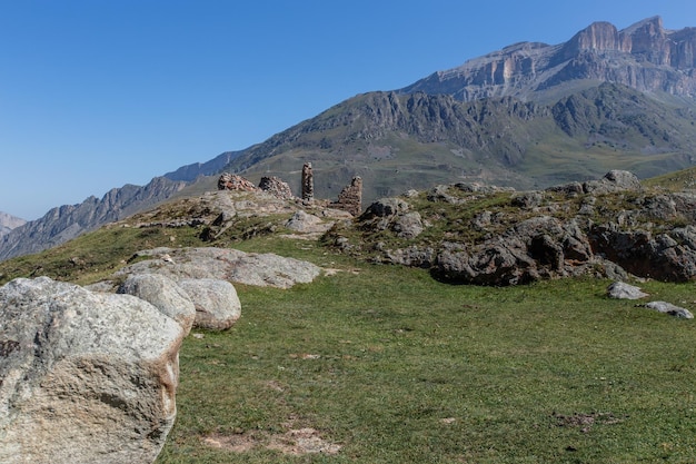 The village Upper Balkaria in the Caucasus mountains in KabardinoBalkaria Russia