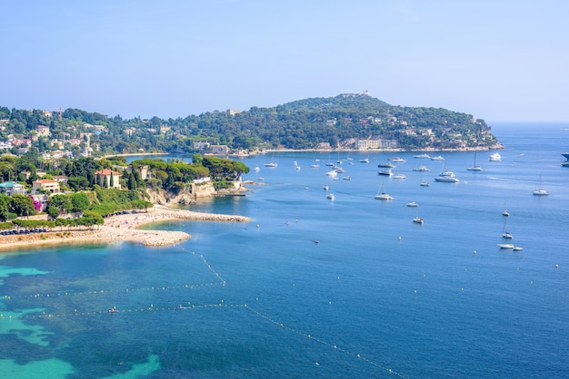 Villefranche sur mer and bay on french riviera, France