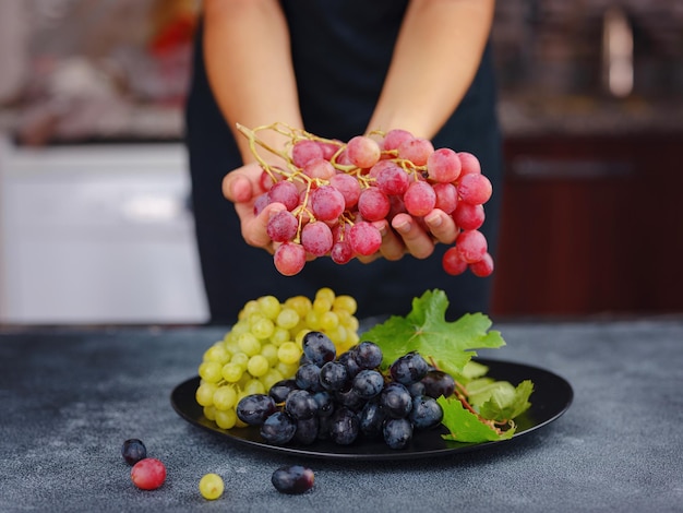 Photo vineyard harvest in autumn season