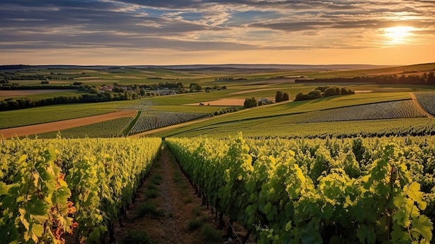 Vineyards in the champagne region near reims in france Generative AI