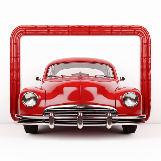 Photo vintage 3d car photo frame on white background technological marvels