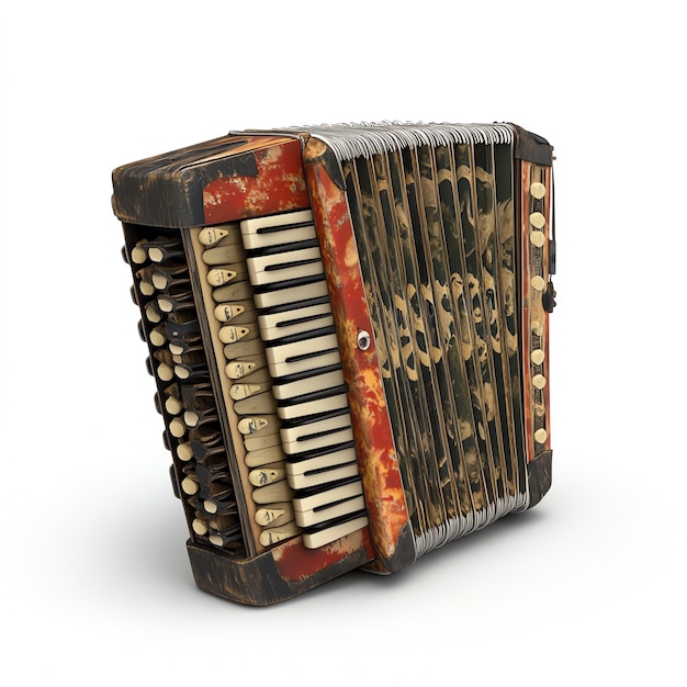 vintage Accordion realistic isolated on a white background