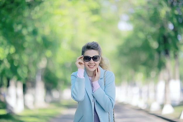 vintage adult girl summer tint / happy adult woman having fun and enjoys summer summertime girl