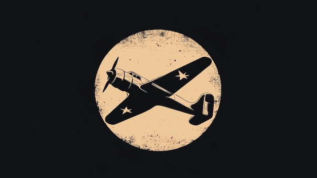 Photo vintage airplane graphic with a distressed circle background