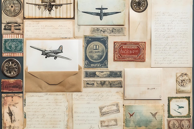 Vintage Airplane Stickers for Letter Writing Decor