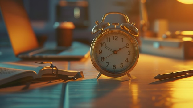 A Vintage Alarm Clock on Desk