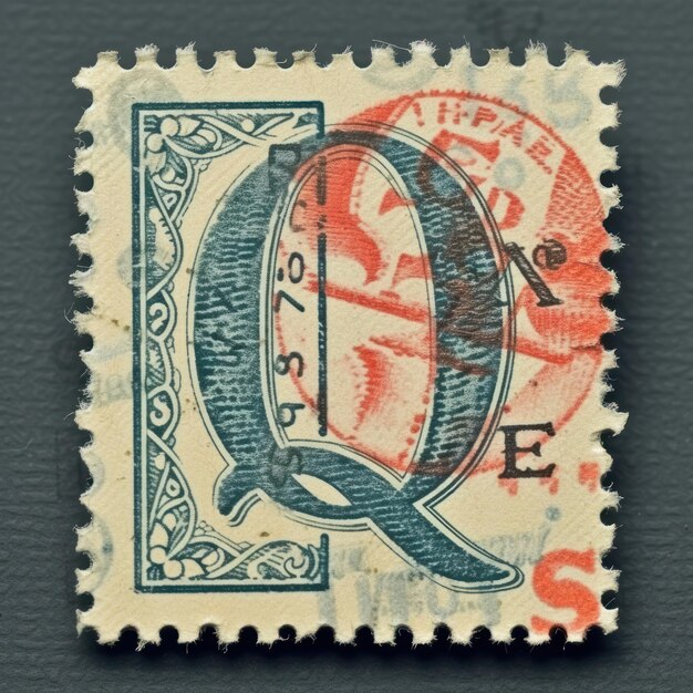 Photo vintage alphabet q postage stamp