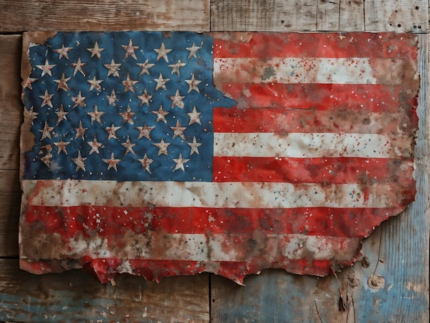 Vintage American Flag with Red Stripes