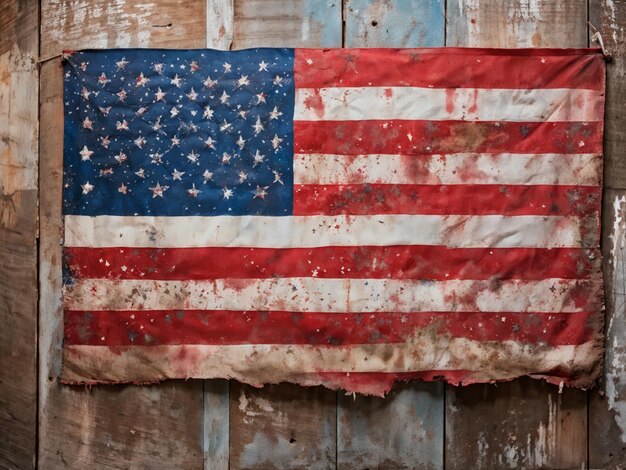 Vintage American Flag with Red Stripes