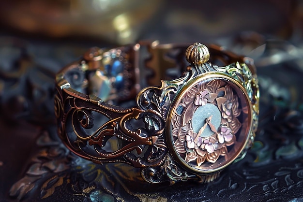 Vintage Art Nouveau watch with intricate floral details