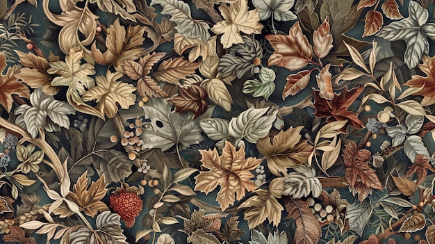 Vintage autumn leaves background Fall pattern