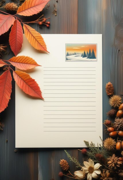 Photo vintage autumn letter set with seasonal decorations blank fall greeting cards with envelopes