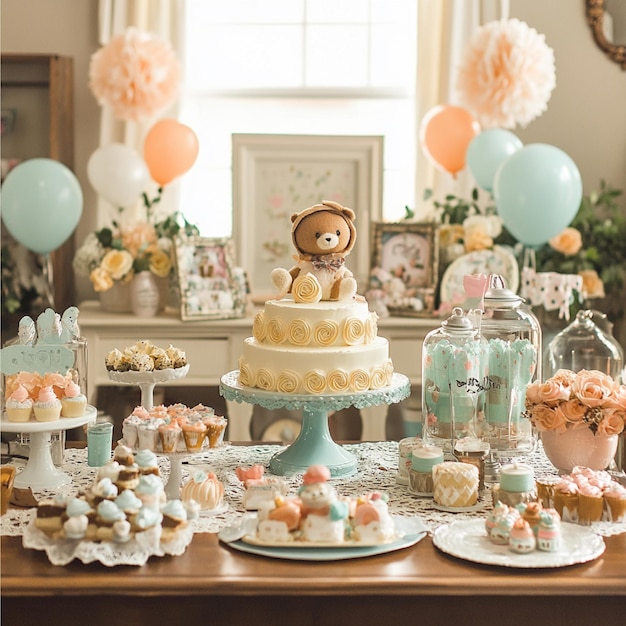 A vintage baby shower with classic toys retro dcor and elegant touches