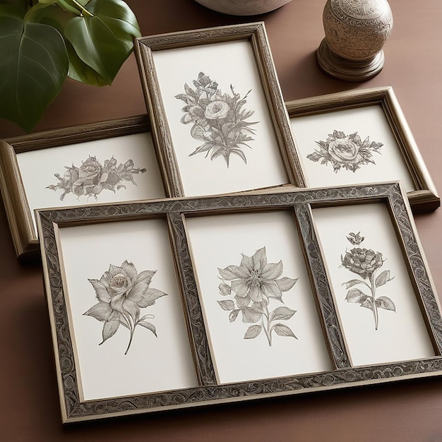 Vintage background with lace ornaments and flowers