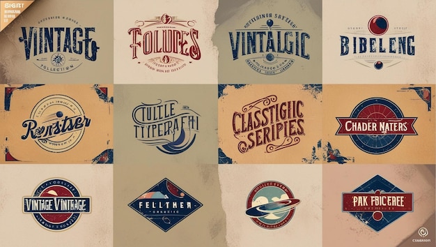 Vintage Badges and Insignia Collection Retro Design Elements