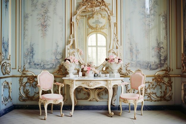 Vintage bathroom with ornate mirrors