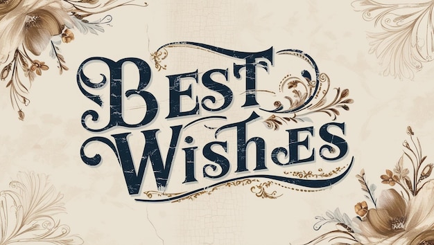 Vintage Best Wishes Greeting Card Illustration