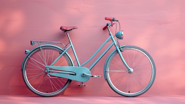 Photo vintage bicycle against pink wall