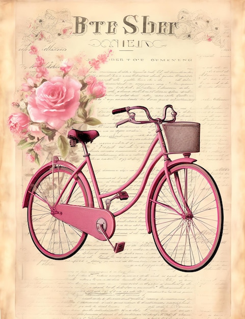 Vintage Bicycle old paper junk journal digital paper