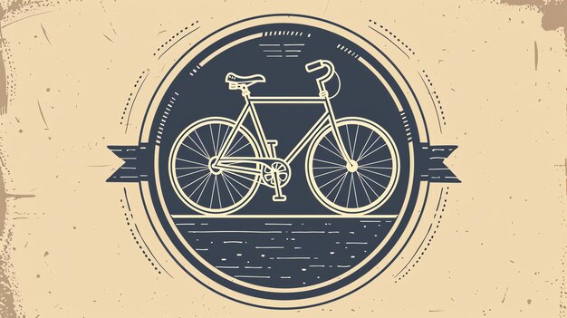 Photo vintage bike design in a circular frame on a distressed background