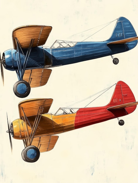 Vintage Biplanes Illustration