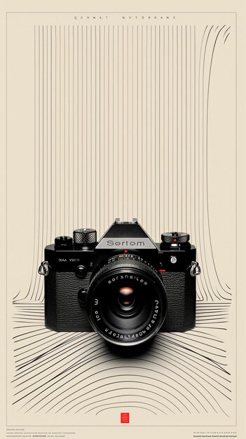 Photo vintage black slr camera with abstract background aesthetic photography equipment