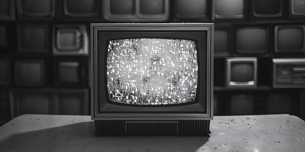 Photo vintage black and white tv static noise pattern for dystopian background concept dystopian vibes tv static noise vintage aesthetic black and white retro technology