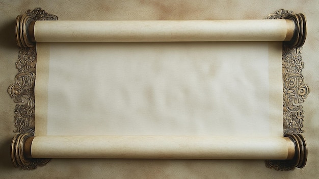 Photo vintage blank old parchment scroll paper sheet on white background