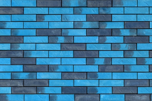 Vintage blue brick wall Construction pattern background