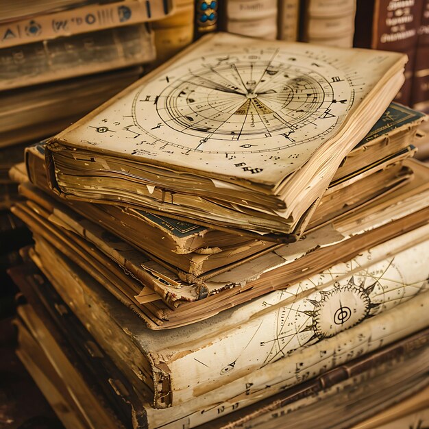 Vintage Books with Star Chart